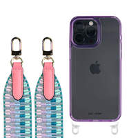 iPhone 16 LAVENDER TRANSPARENT CASE + PATTERNED STRAP