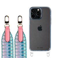 iPhone 16 Pro SKY BLUE TRANSPARENT CASE + PATTERNED STRAP