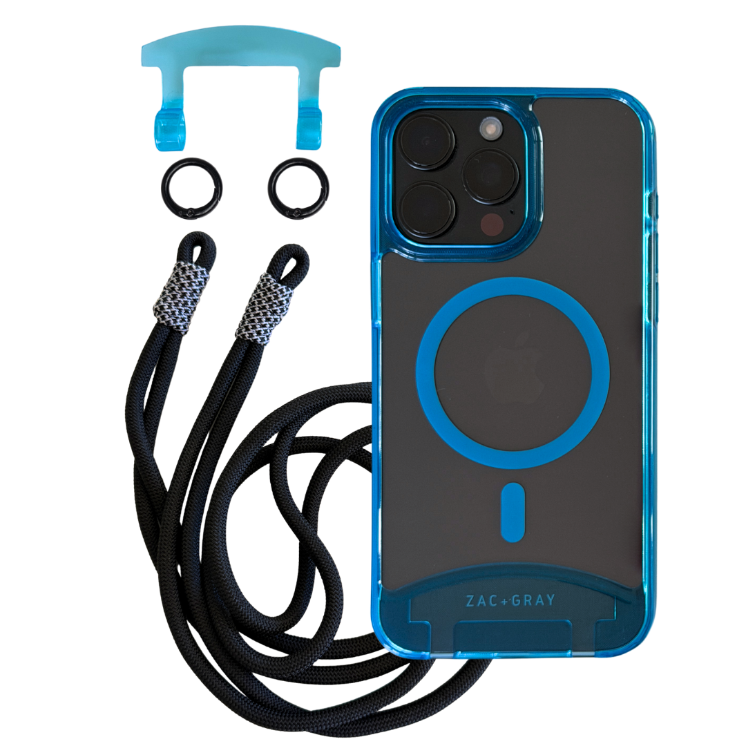 iPhone 16 Pro Max AQUAMARINE TRANSPARENT CASE + KNOTTED CORD