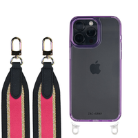 iPhone 16 LAVENDER TRANSPARENT CASE + PATTERNED STRAP