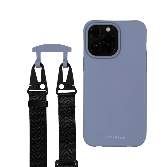 iPhone 14 Pro BLUE FOG CASE + MIDNIGHT BLACK STRAP