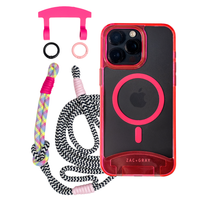 HOT PINK TRANSPARENT CASE + KNOTTED CORD