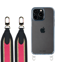 iPhone 16 Pro SKY BLUE TRANSPARENT CASE + PATTERNED STRAP