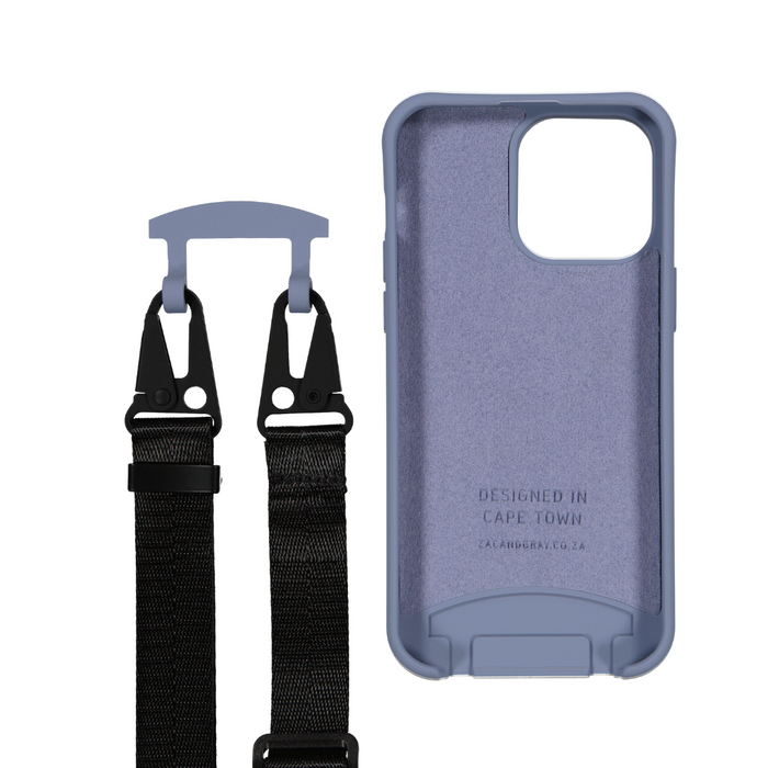 iPhone 15 Pro BLUE FOG CASE + MIDNIGHT BLACK STRAP