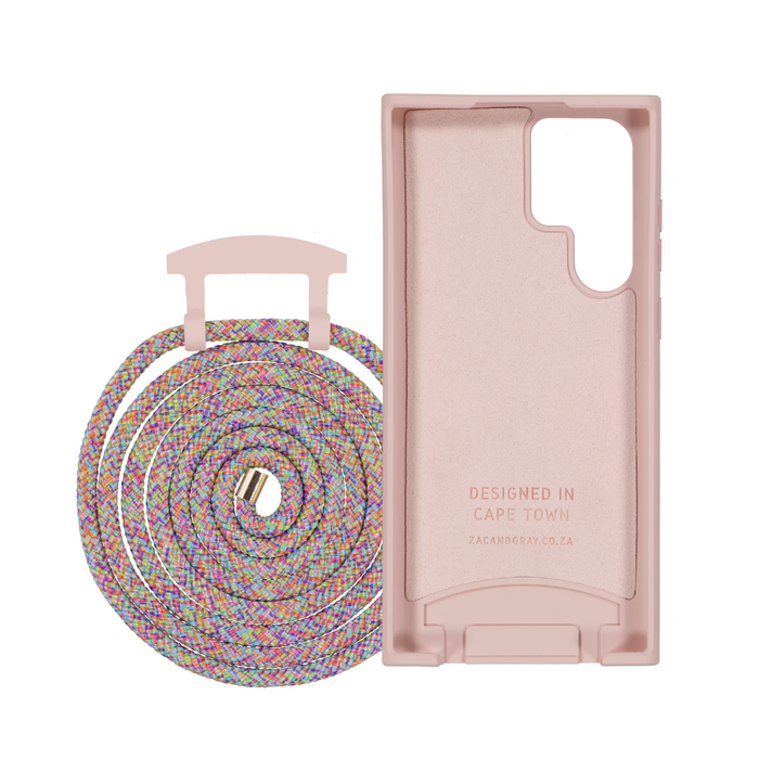 Samsung S22 Ultra ROSÉ PINK CASE + RAINBOW CORD