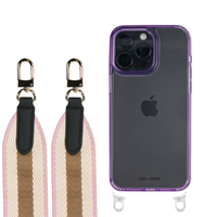 iPhone 16 LAVENDER TRANSPARENT CASE + PATTERNED STRAP
