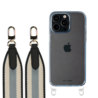 iPhone 16 Pro SKY BLUE TRANSPARENT CASE + PATTERNED STRAP