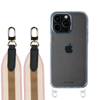 iPhone 16 Pro SKY BLUE TRANSPARENT CASE + PATTERNED STRAP