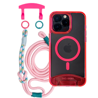HOT PINK TRANSPARENT CASE + KNOTTED CORD