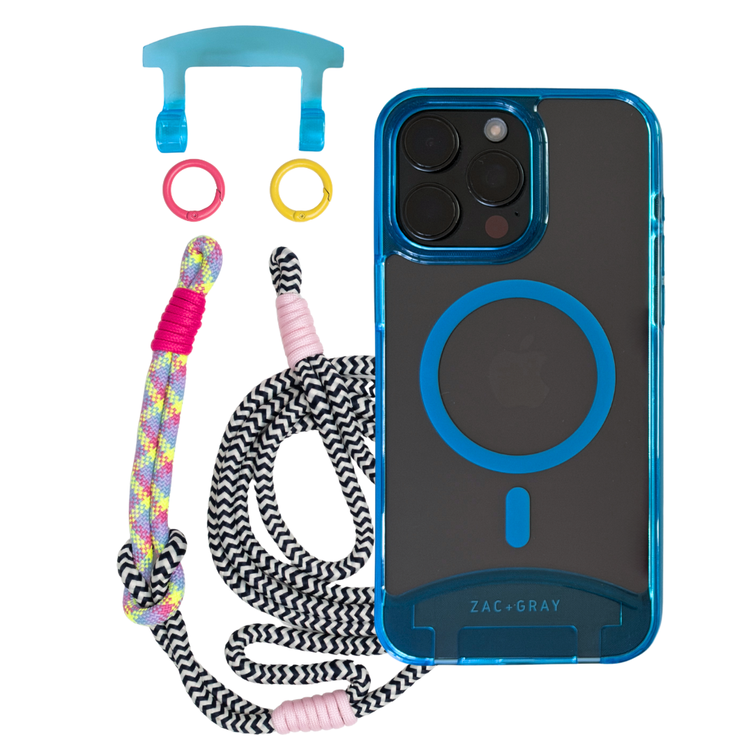 iPhone 16 Pro Max AQUAMARINE TRANSPARENT CASE + KNOTTED CORD