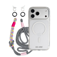 CRYSTAL CLEAR TRANSPARENT CASE WITH ELECTRIC BLOOM KNOTTED CORD - MAGSAFE