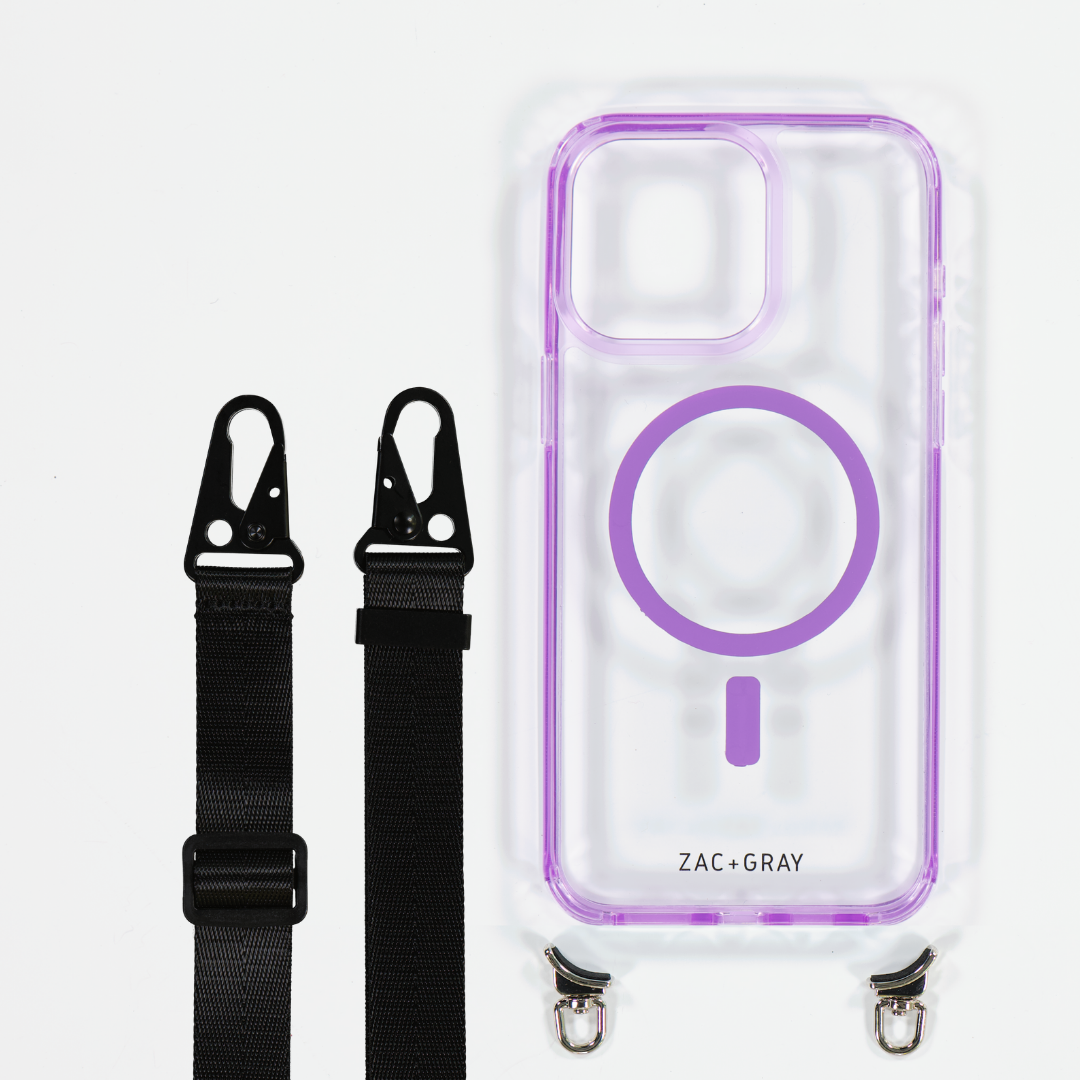 LAVENDER TRANSPARENT CASE WITH STRAP - MAGSAFE