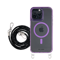 iPhone 15 Pro Max LAVENDER TRANSPARENT CASE + CRYSTAL CORD