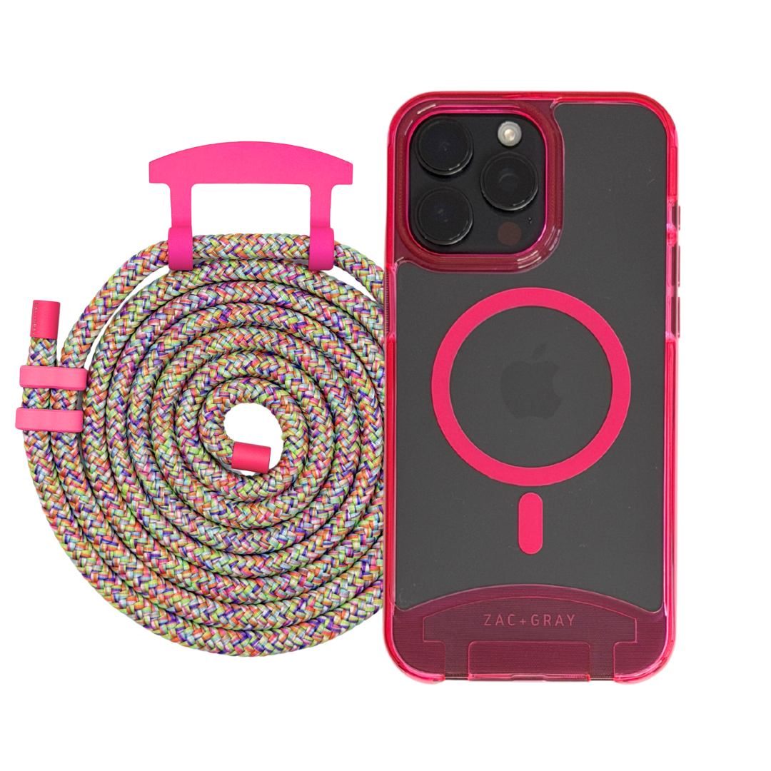 HOT PINK TRANSPARENT CASE WITH CORD - MAGSAFE