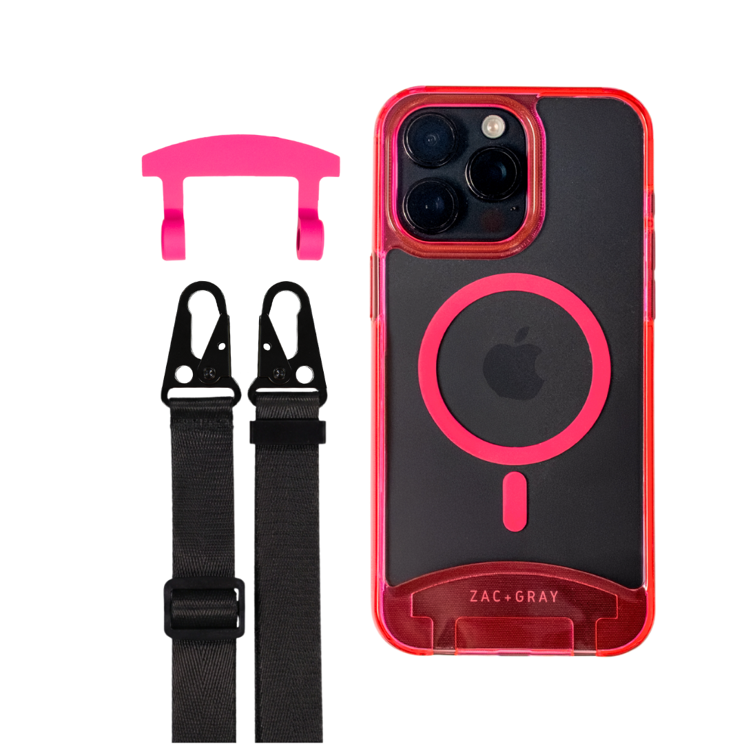 HOT PINK TRANSPARENT CASE + STRAP