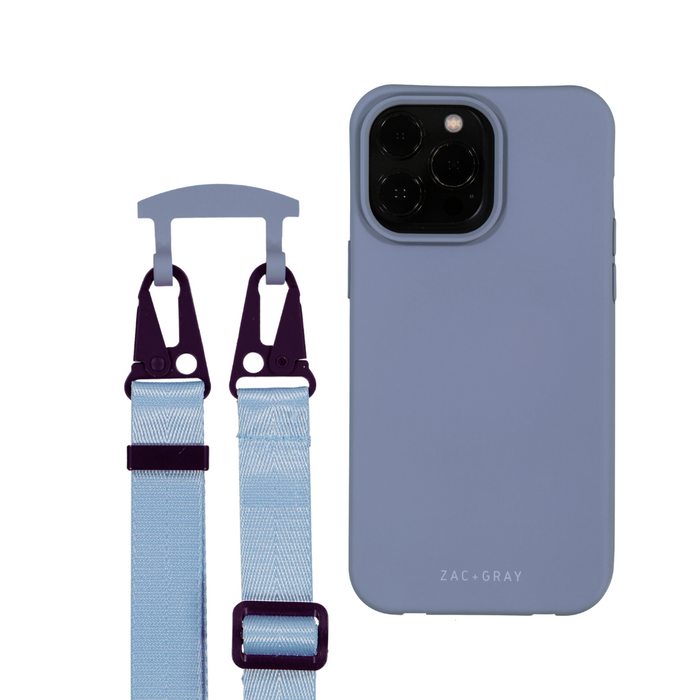 iPhone 15 Plus BLUE FOG CASE + SKY BLUE STRAP