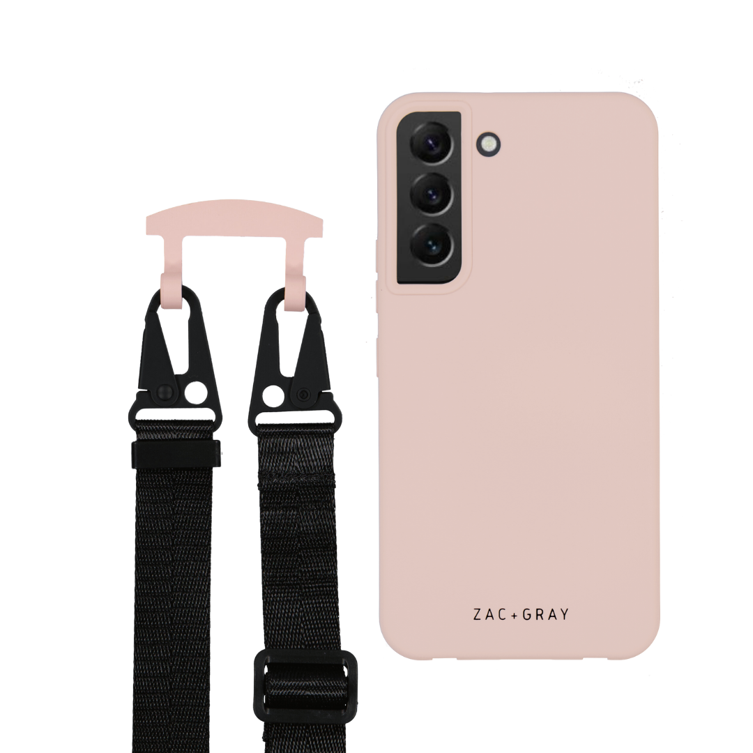 Samsung S22 Plus ROSÉ PINK CASE + MIDNIGHT BLACK STRAP