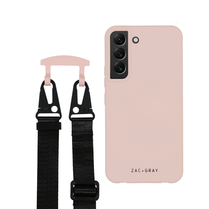 Samsung S22 ROSÉ PINK CASE + MIDNIGHT BLACK STRAP