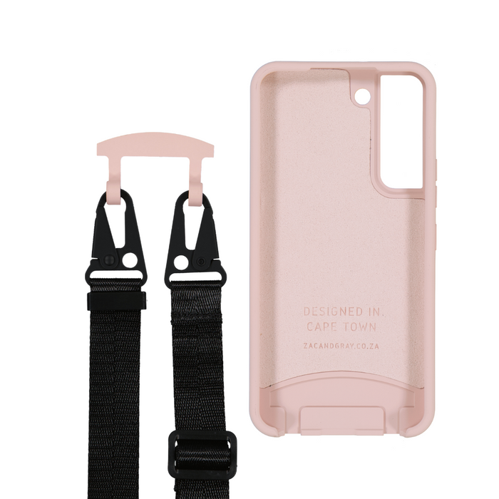 Samsung S22 Plus ROSÉ PINK CASE + MIDNIGHT BLACK STRAP