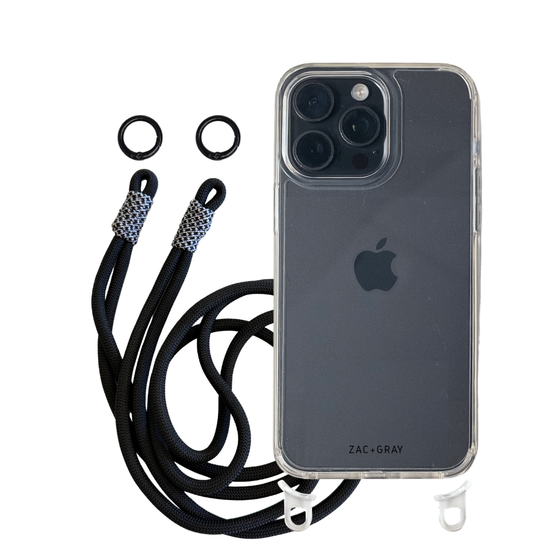 iPhone 15 Pro CRYSTAL CLEAR TRANSPARENT CASE + KNOTTED CORD