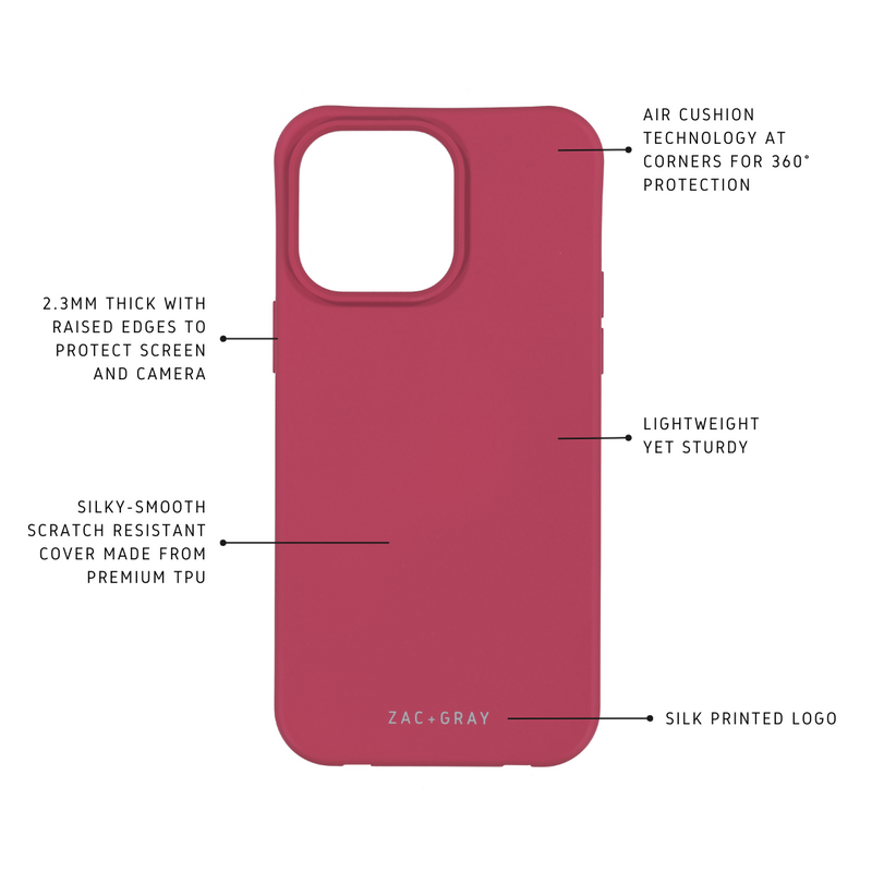 iPhone 15 Pro RASPBERRY RED CASE + RAINBOW RED CORD