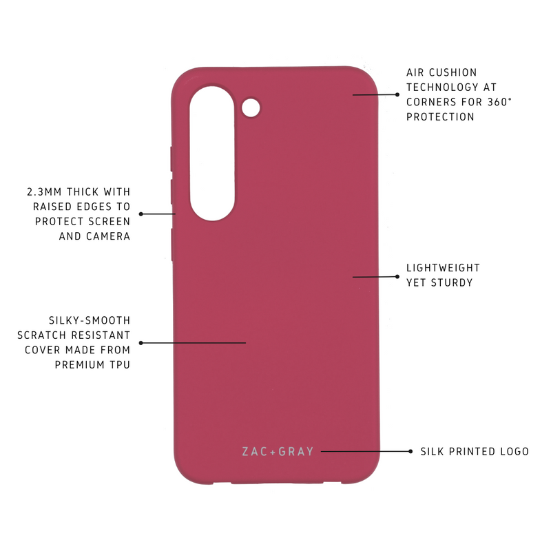 Samsung S23 RASPBERRY RED CASE + RASPBERRY RED CORD