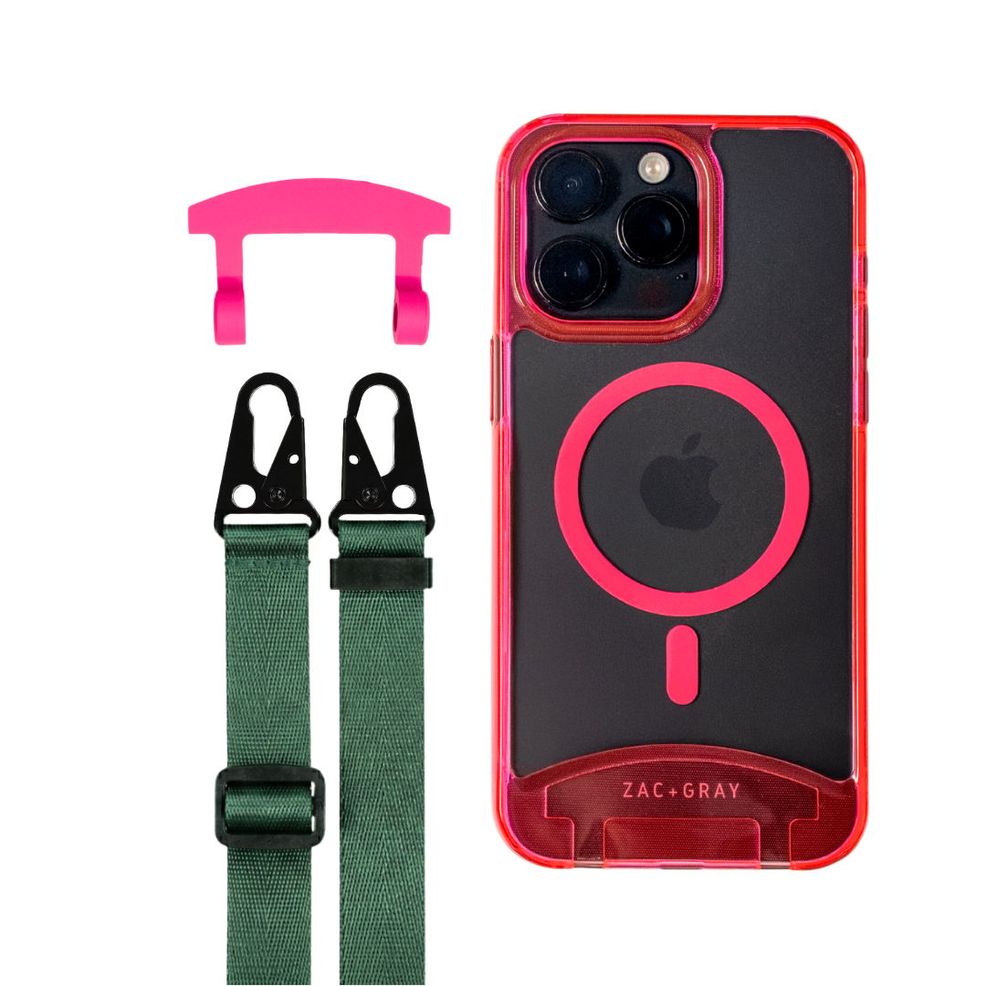 HOT PINK TRANSPARENT CASE + STRAP