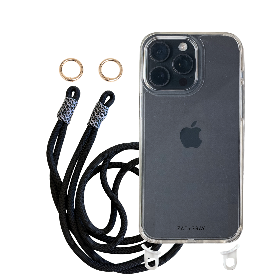 iPhone 15 Pro CRYSTAL CLEAR TRANSPARENT CASE + KNOTTED CORD