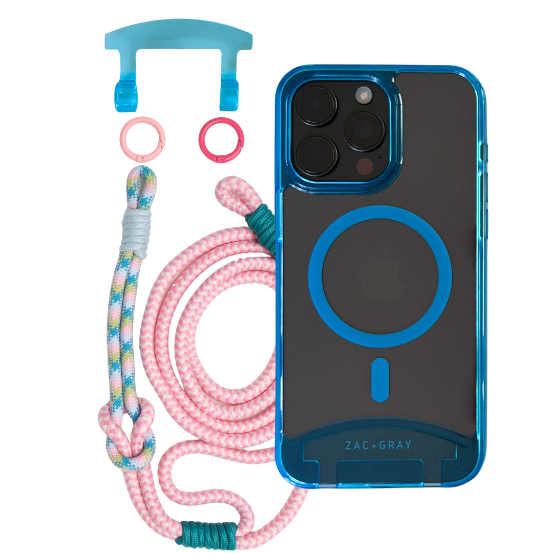 iPhone 16 Pro Max AQUAMARINE TRANSPARENT CASE + KNOTTED CORD