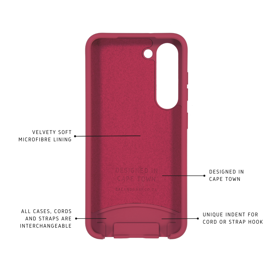 Samsung S23 RASPBERRY RED CASE + RAINBOW RED CORD