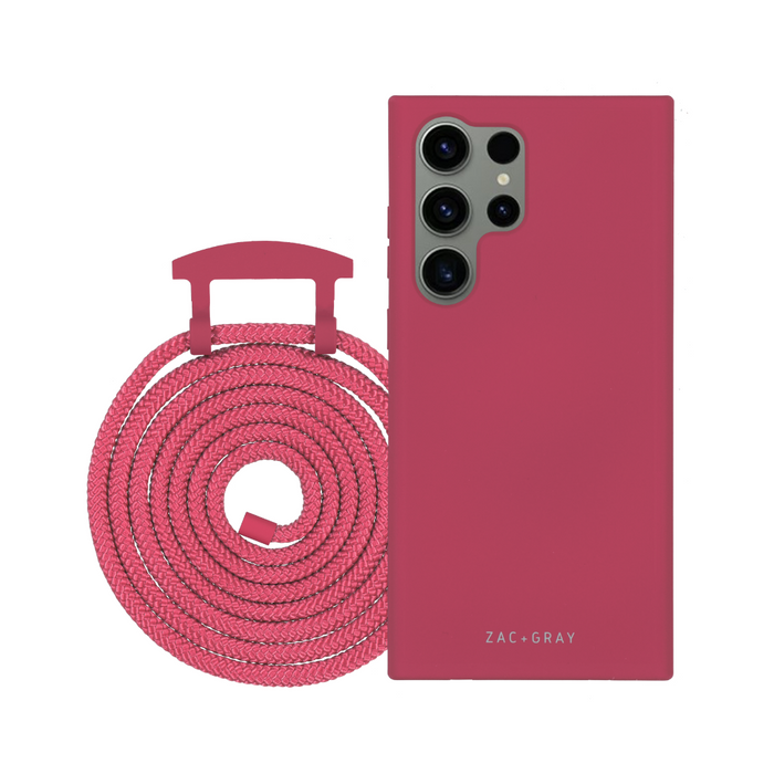 Samsung S23 Ultra RASPBERRY RED CASE + RASPBERRY RED CORD