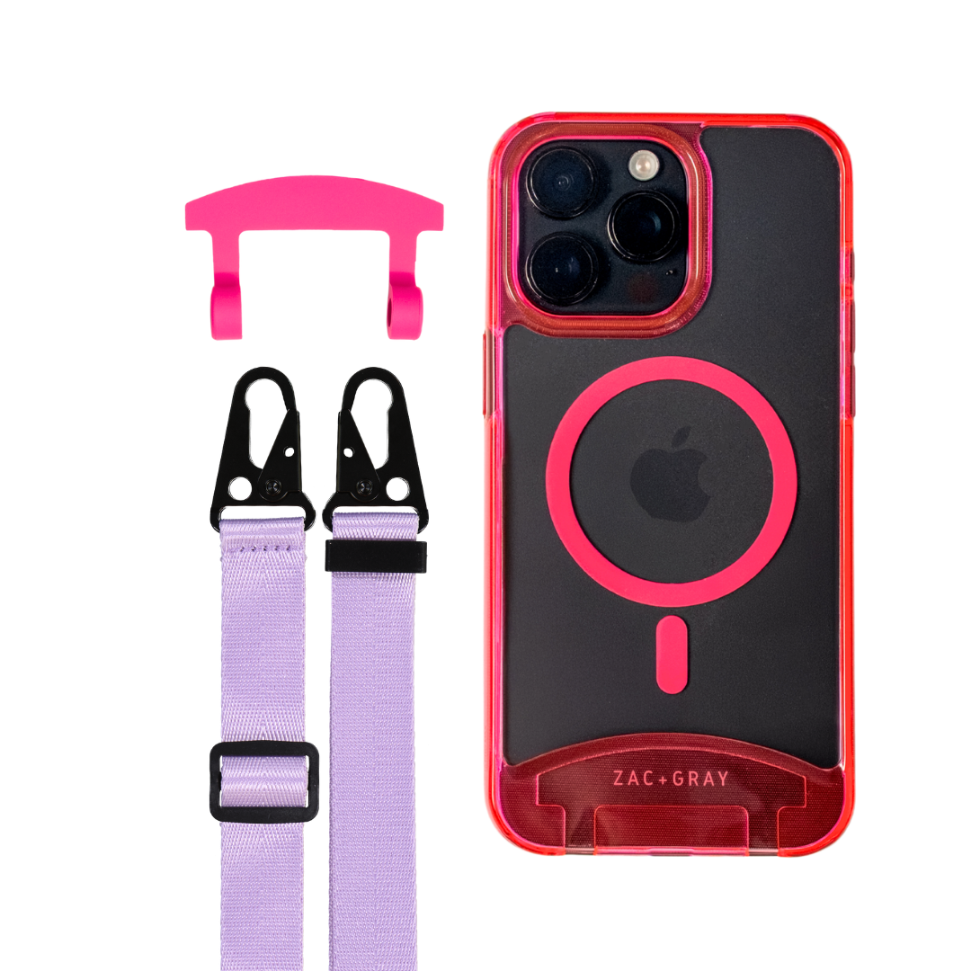 HOT PINK TRANSPARENT CASE + STRAP