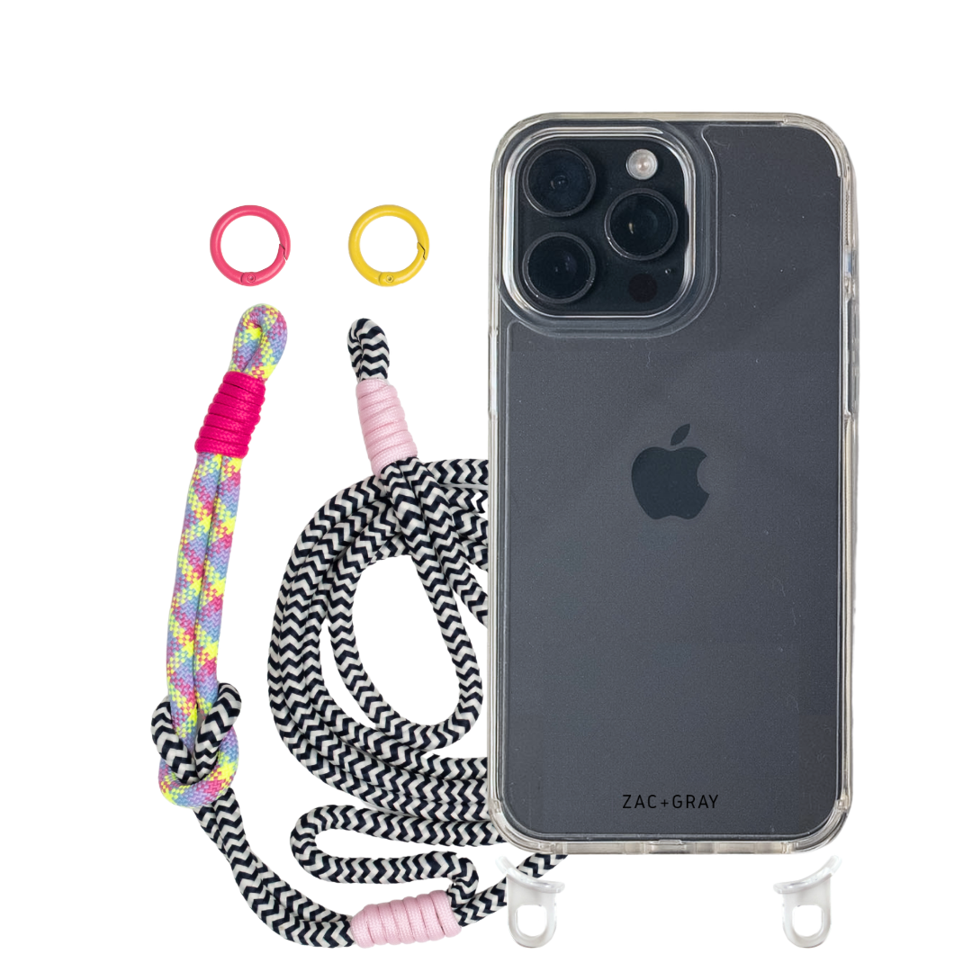 iPhone 15 Pro CRYSTAL CLEAR TRANSPARENT CASE + KNOTTED CORD