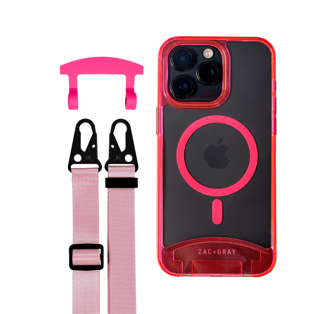 HOT PINK TRANSPARENT CASE + STRAP