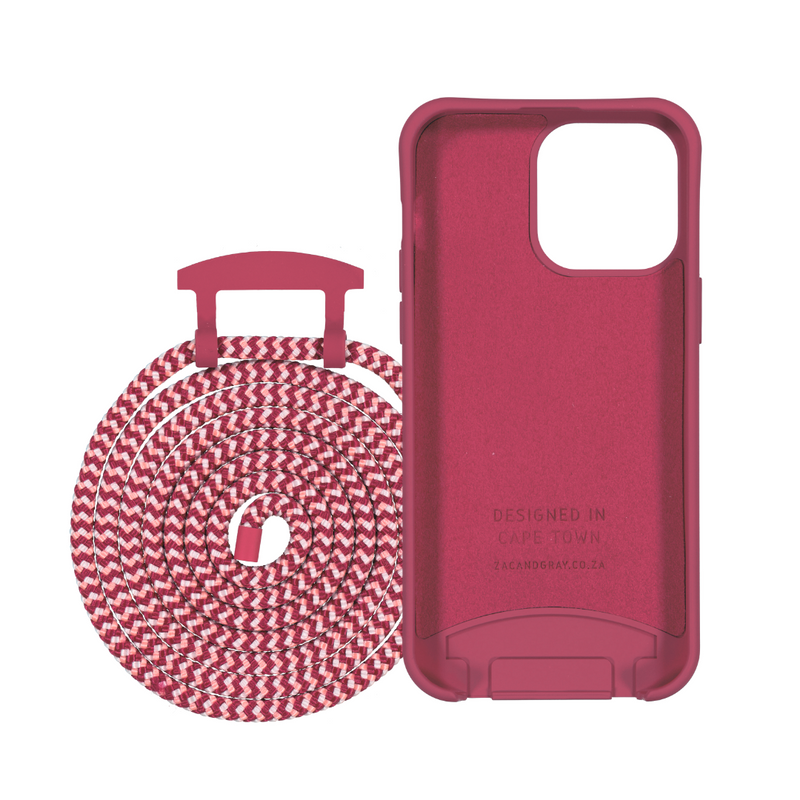 iPhone 15 Pro Max RASPBERRY RED CASE + POMEGRANATE CORD