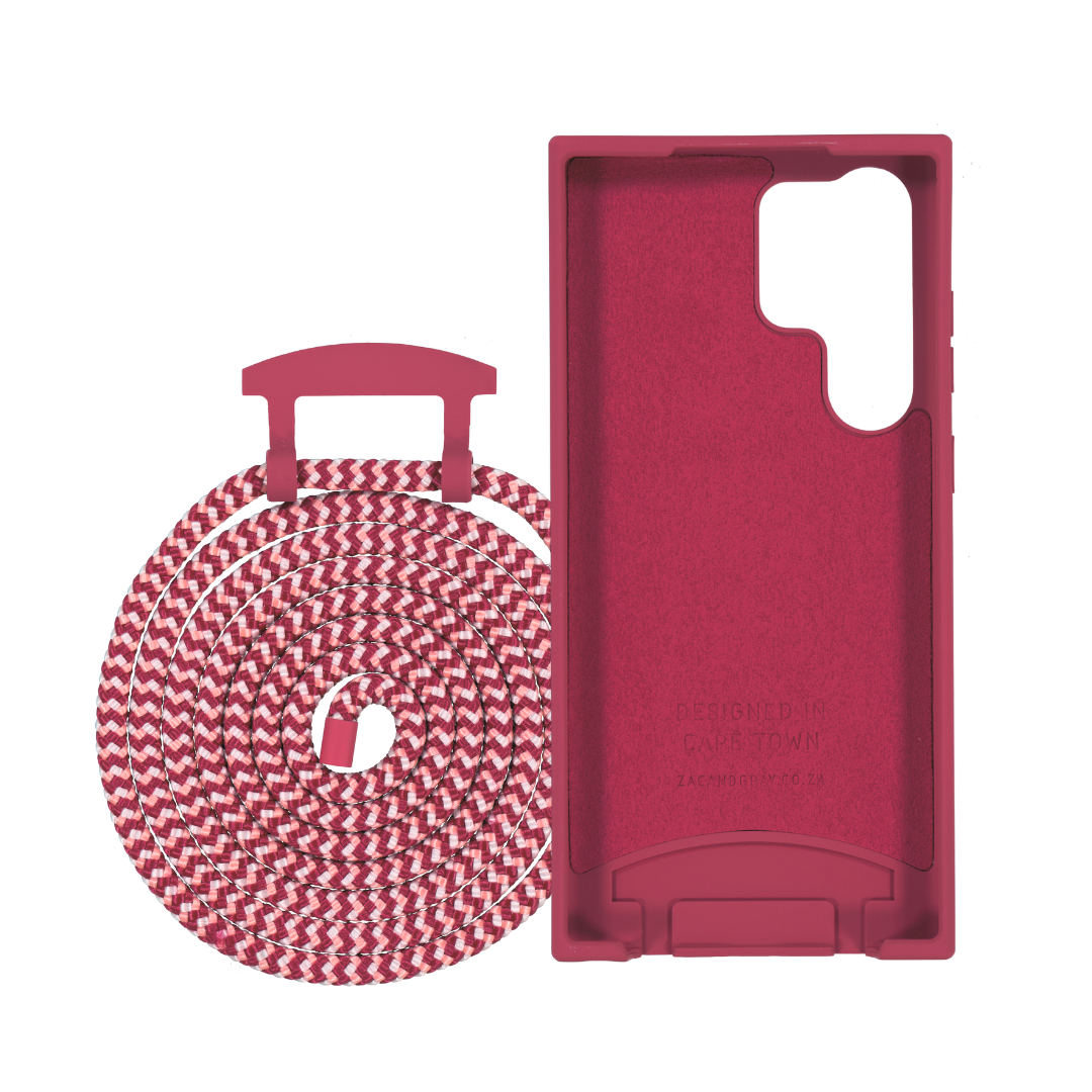 Samsung S24 Ultra RASPBERRY RED CASE + POMEGRANATE CORD