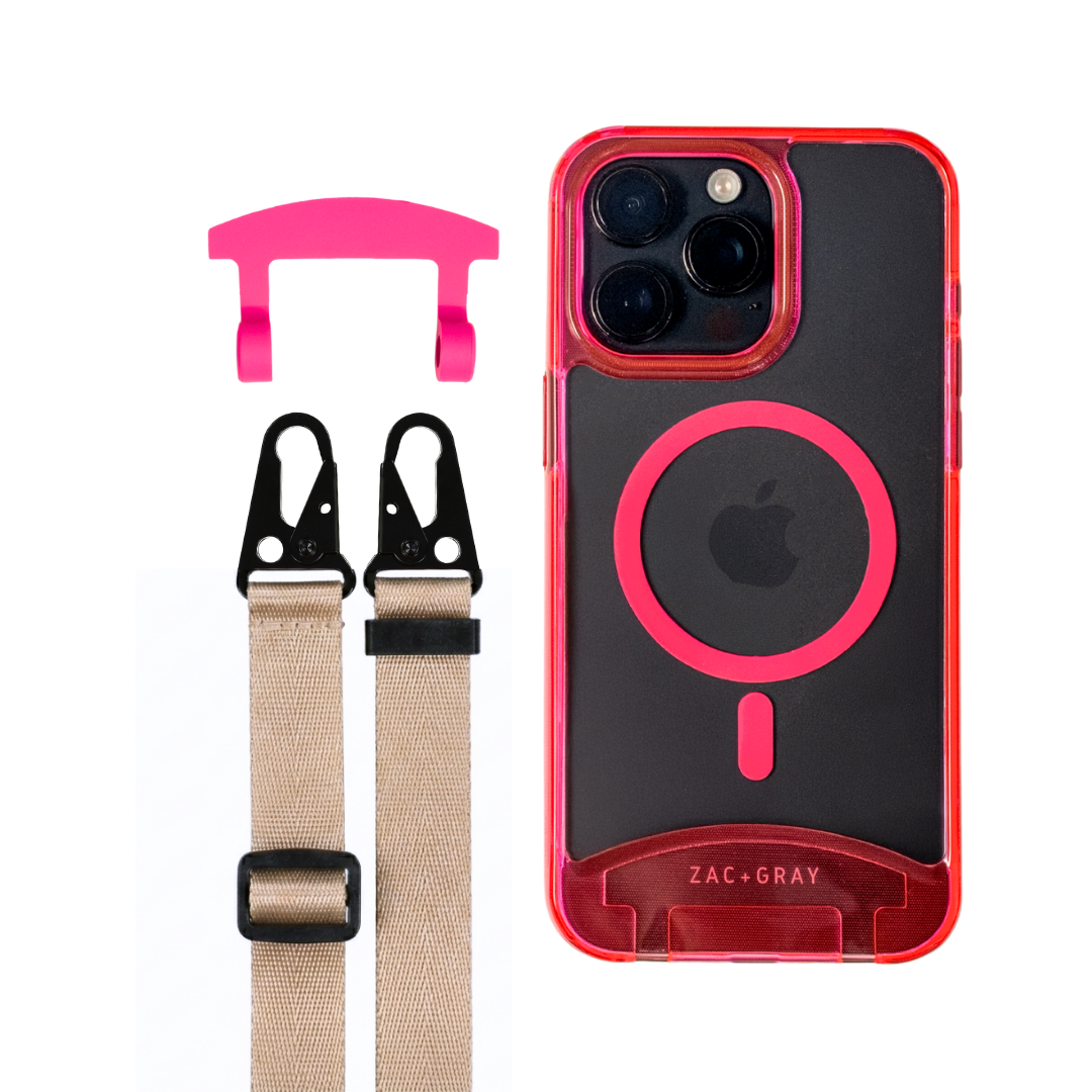 HOT PINK TRANSPARENT CASE + STRAP