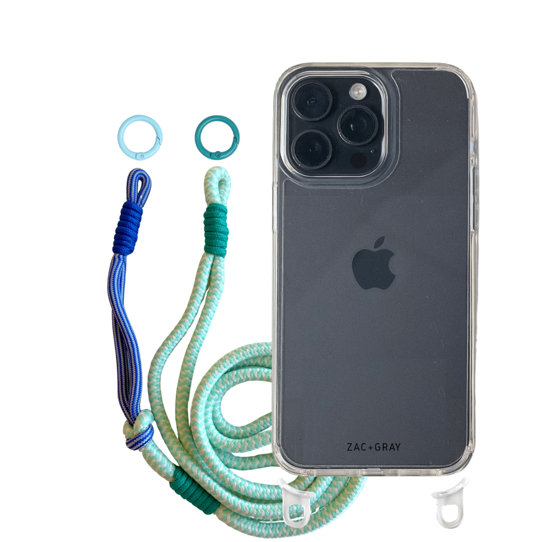 iPhone 15 Pro CRYSTAL CLEAR TRANSPARENT CASE + KNOTTED CORD