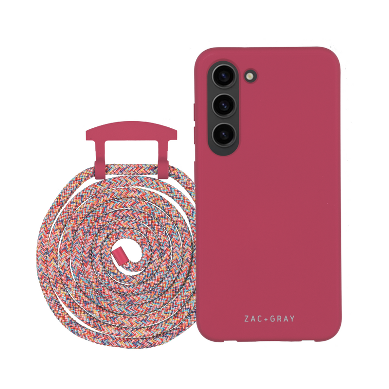 Samsung S23 RASPBERRY RED CASE + RAINBOW RED CORD