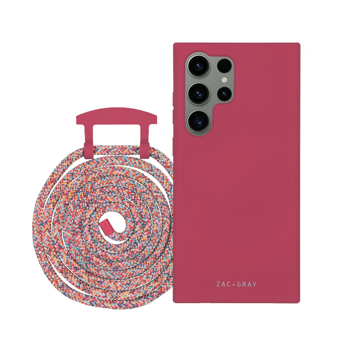 Samsung S23 Ultra RASPBERRY RED CASE + RAINBOW RED CORD