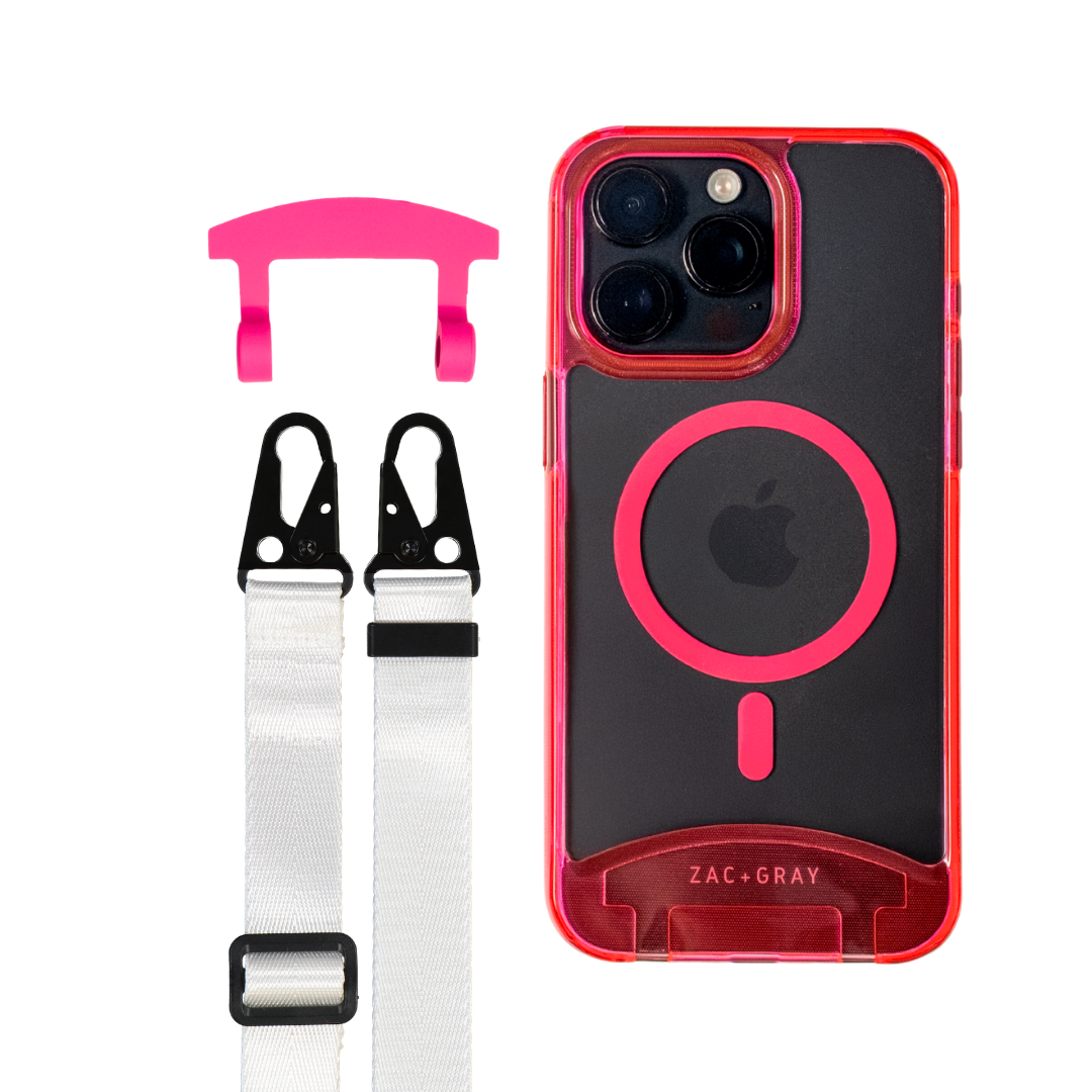HOT PINK TRANSPARENT CASE + STRAP