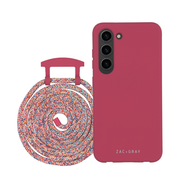 Samsung S24 Plus RASPBERRY RED CASE + RAINBOW RED CORD