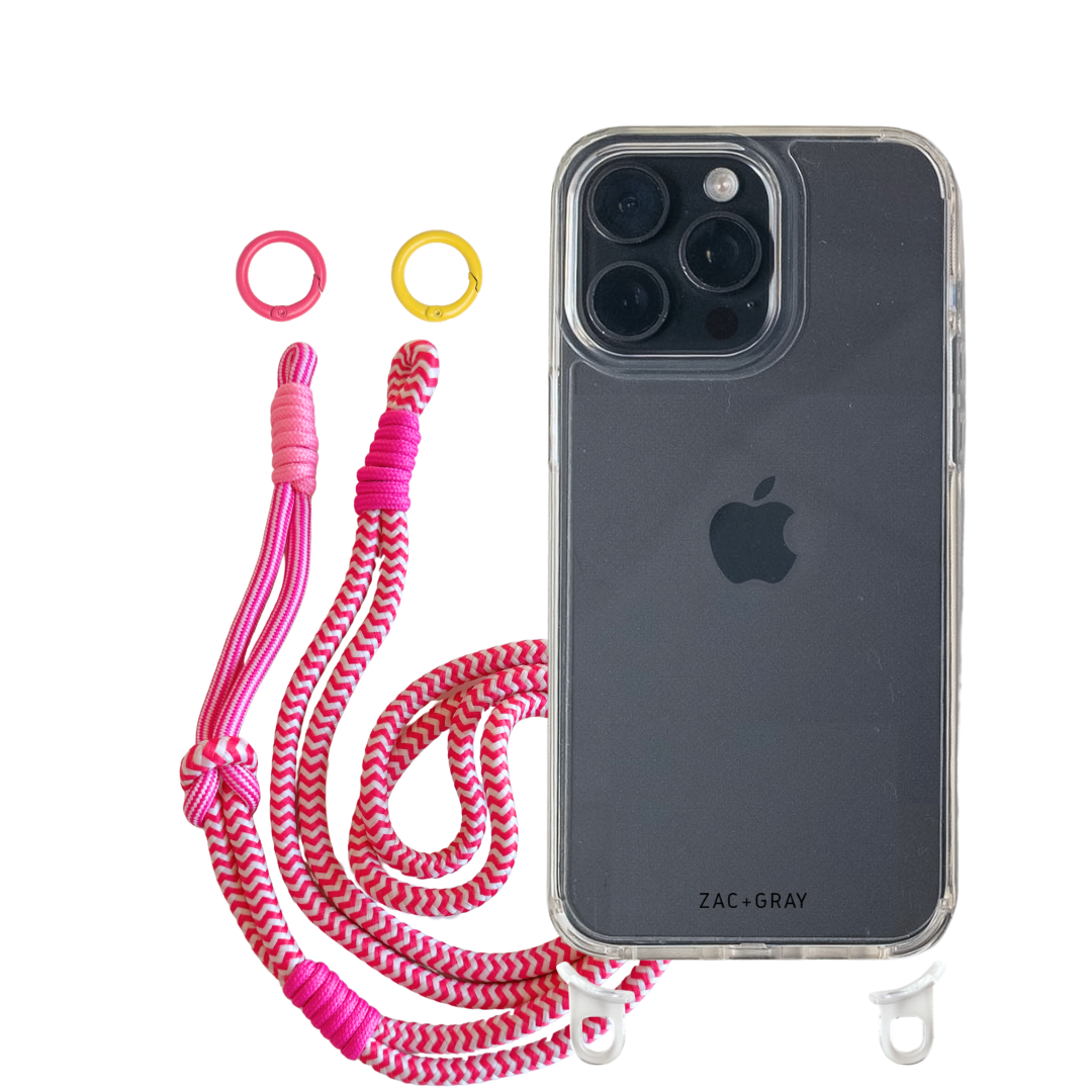 iPhone 15 Pro CRYSTAL CLEAR TRANSPARENT CASE + KNOTTED CORD