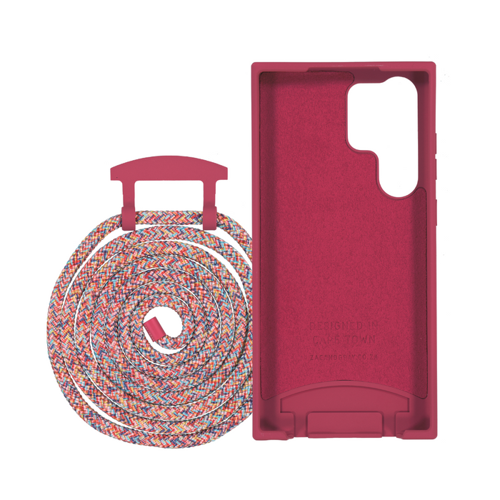 Samsung S23 Ultra RASPBERRY RED CASE + RAINBOW RED CORD