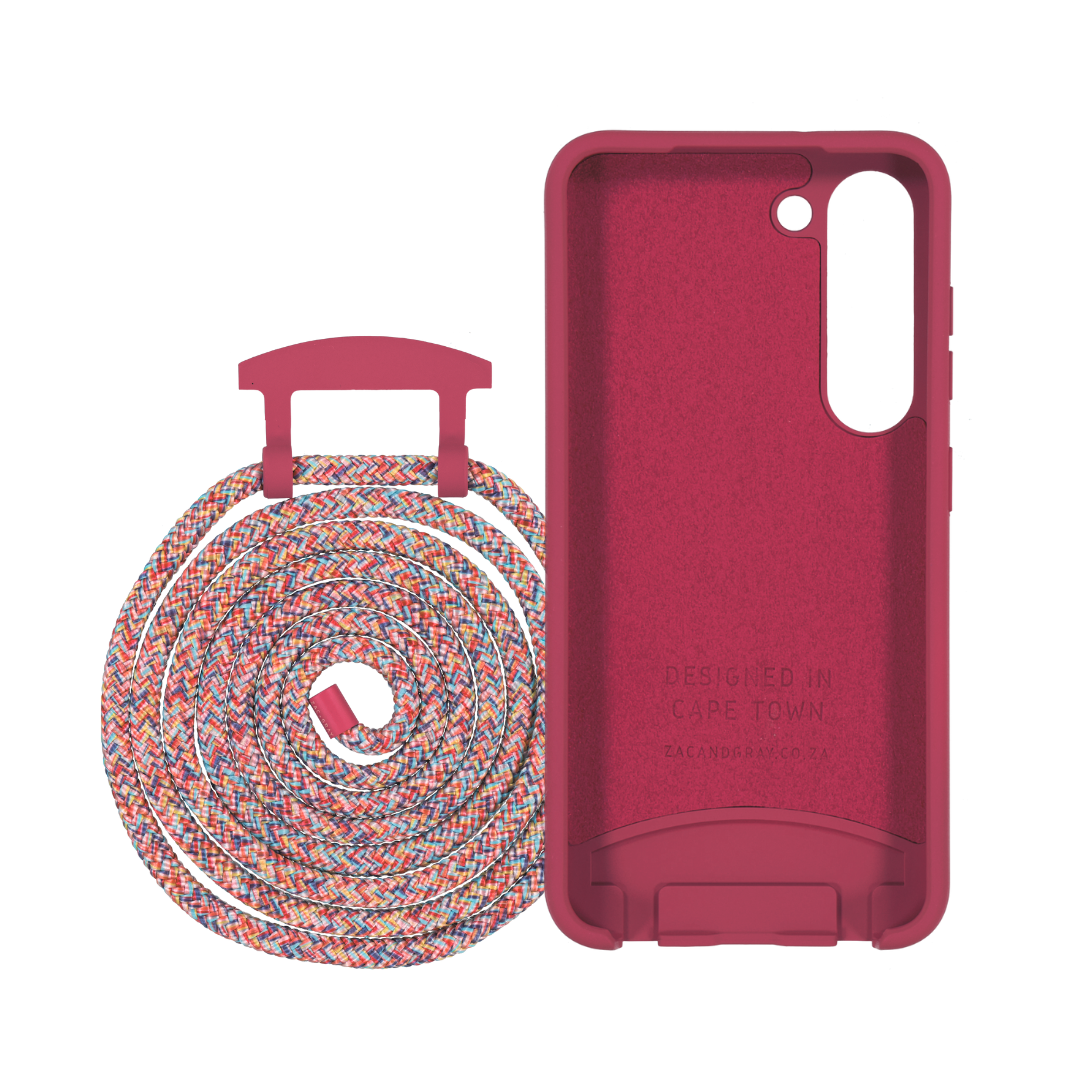 Samsung S24 Plus RASPBERRY RED CASE + RAINBOW RED CORD