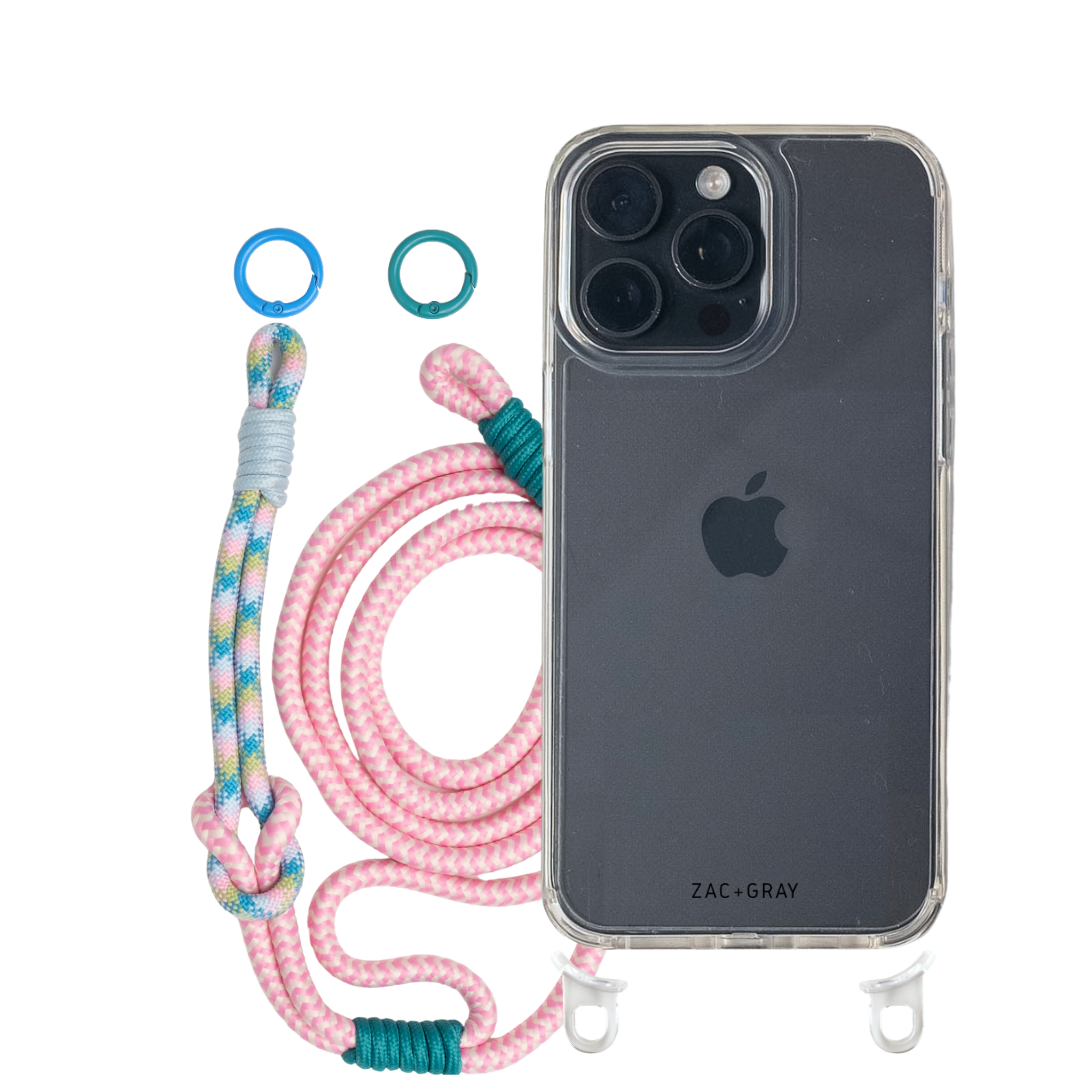 iPhone 15 Pro CRYSTAL CLEAR TRANSPARENT CASE + KNOTTED CORD