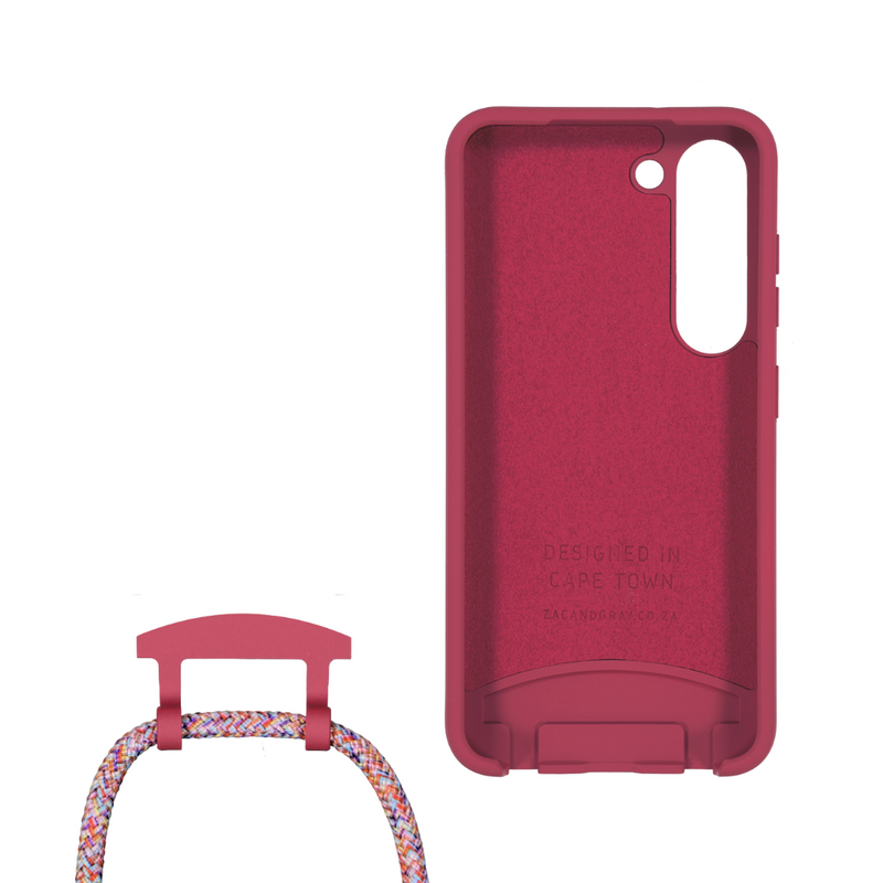 Samsung S23 Plus RASPBERRY RED CASE + RAINBOW RED CORD