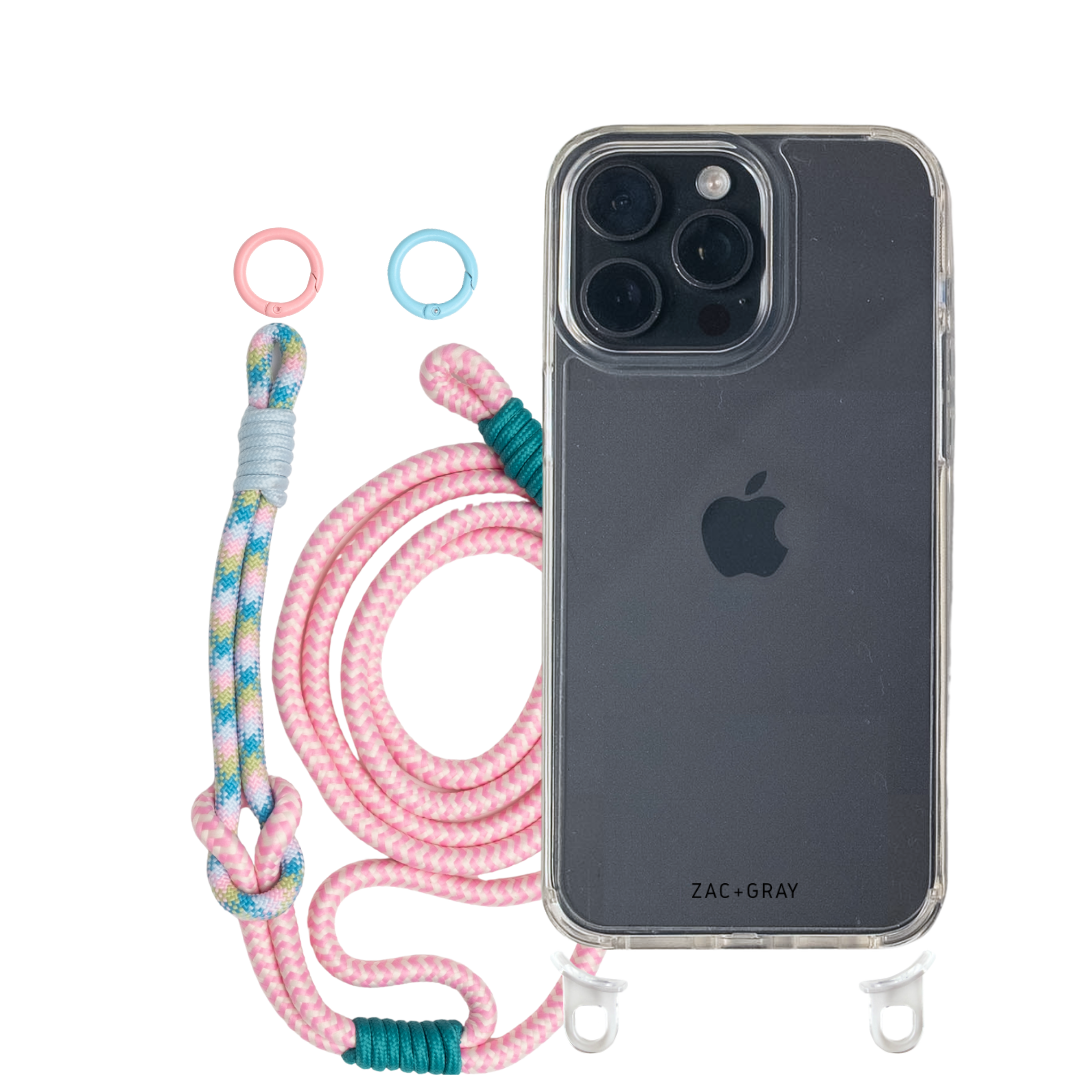 iPhone 15 Pro CRYSTAL CLEAR TRANSPARENT CASE + KNOTTED CORD