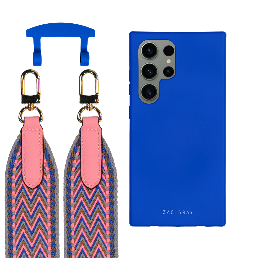 Samsung S25 Ultra COBALT BLUE CASE + PATTERNED STRAP