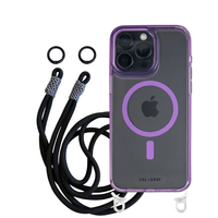 iPhone 14 Plus and 15 Plus LAVENDER TRANSPARENT CASE + KNOTTED CORD